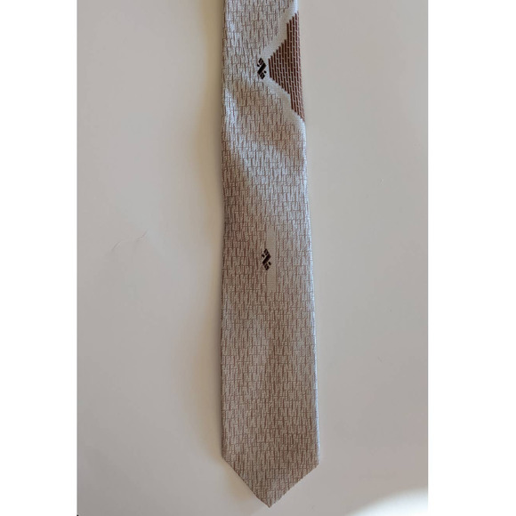 Vintage 70's Silk Skinny Tie by Don Loper California, Brown Beige Abstract Print - Picture 7 of 10